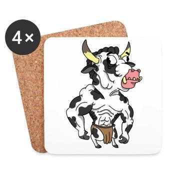 Vache Bull - Dessous de verre (lot de 4) - blanc - Devant