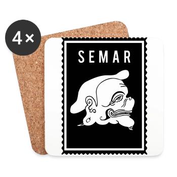 Semar - Wayang - Untersetzer (4er-Set) - Weiß - Vorne