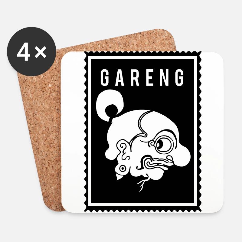 Gareng - Wayang - Untersetzer (4er-Set) - Weiß