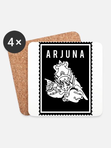 Arjuna - Wayang - Untersetzer (4er-Set) - Weiß