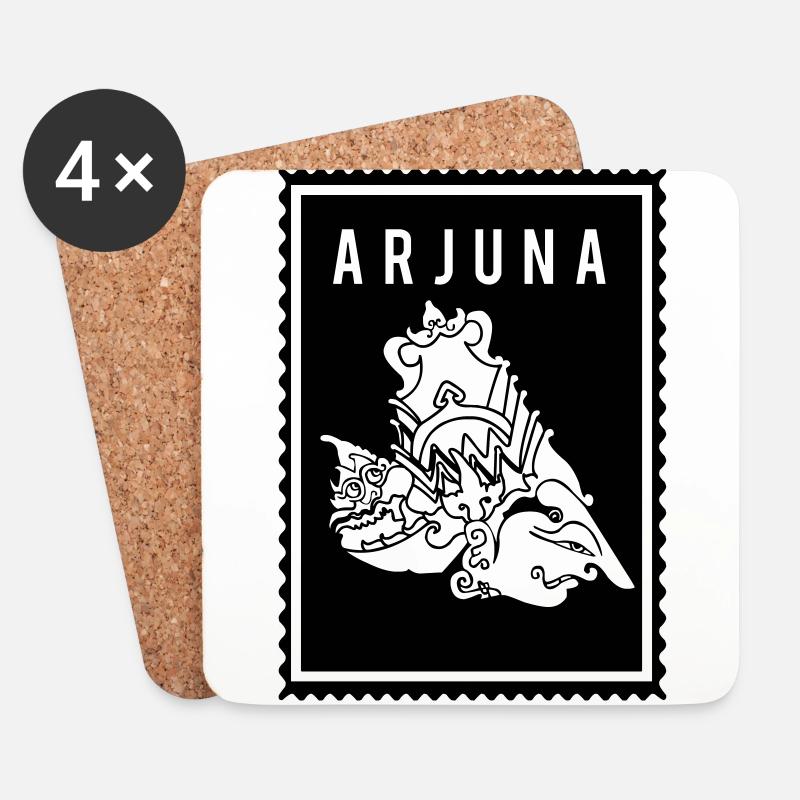 Arjuna - Wayang - Untersetzer (4er-Set) - Weiß