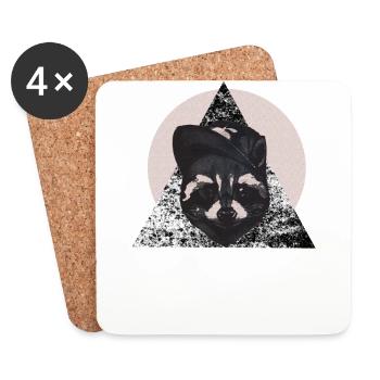racoon - Coasters (set of 4) - white - Front