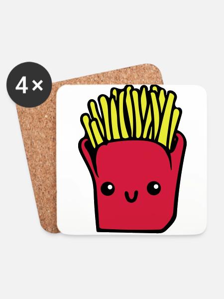 French fries - Coasters (set of 4) - white