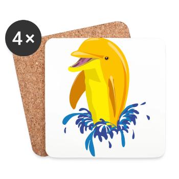 Delphin gelb Spritzer - Untersetzer (4er-Set) - Weiß - Vorne