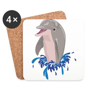 Delphin Meer Strand Spritzer - Untersetzer (4er-Set) - Weiß - Vorne