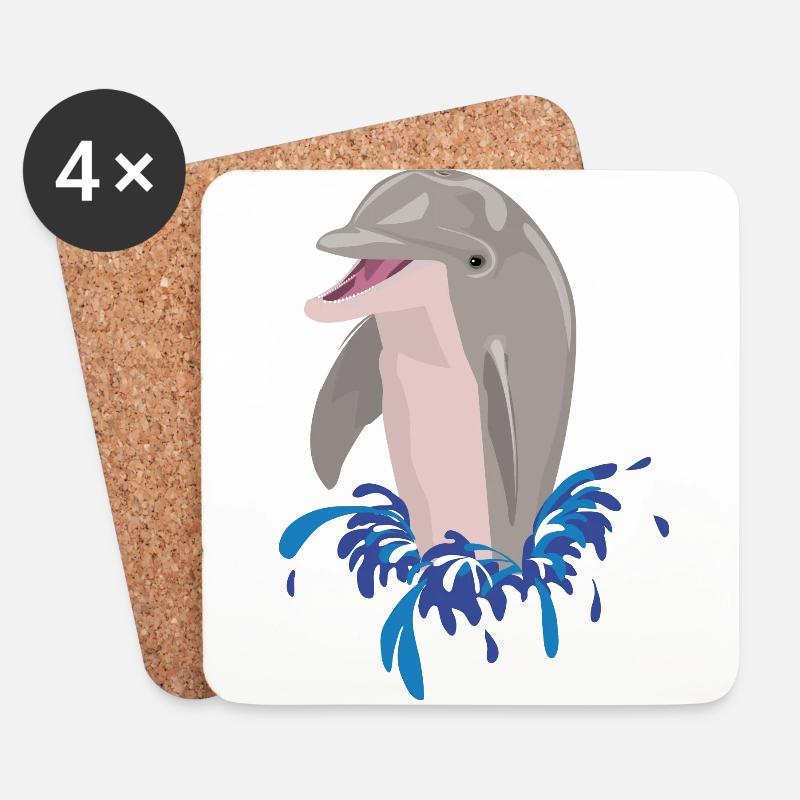 Delphin Meer Strand Spritzer - Untersetzer (4er-Set) - Weiß