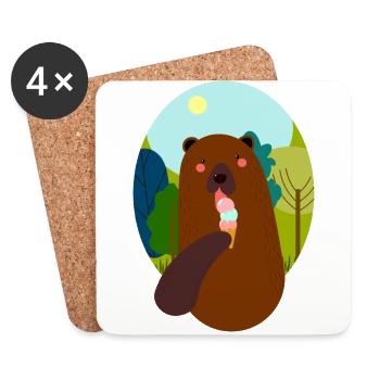 Bär mit Eis - Untersetzer (4er-Set) - Weiß - Vorne