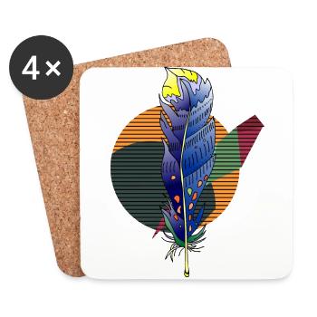 Colorful feather - Coasters (set of 4) - white - Front