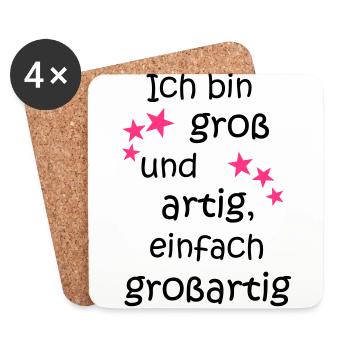 Ich bin gross und artig = großartig pink - Untersetzer (4er-Set) - Weiß - Vorne