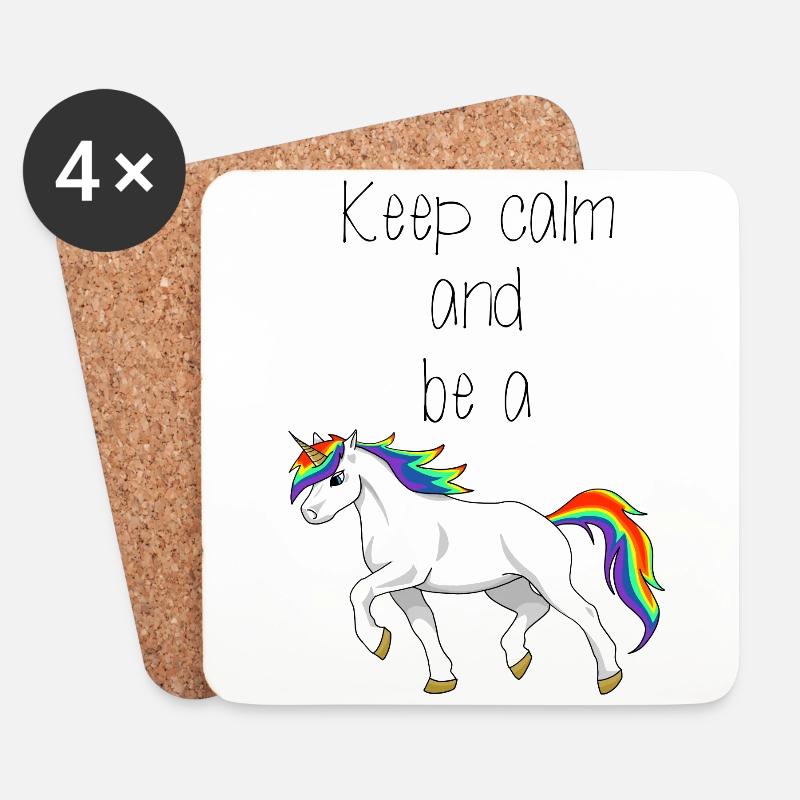 Ein Regenbogen laufendes Einhorn mit Spruch - Untersetzer (4er-Set) - Weiß