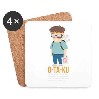 Anime Otaku Boy - Untersetzer (4er-Set) - Weiß - Vorne