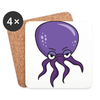 Octopus géant octopus encre poisson tentacule - Dessous de verre (lot de 4) - blanc - Devant