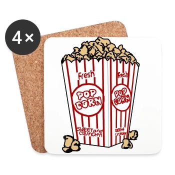 Popcorn-Becher - Untersetzer (4er-Set) - Weiß - Vorne