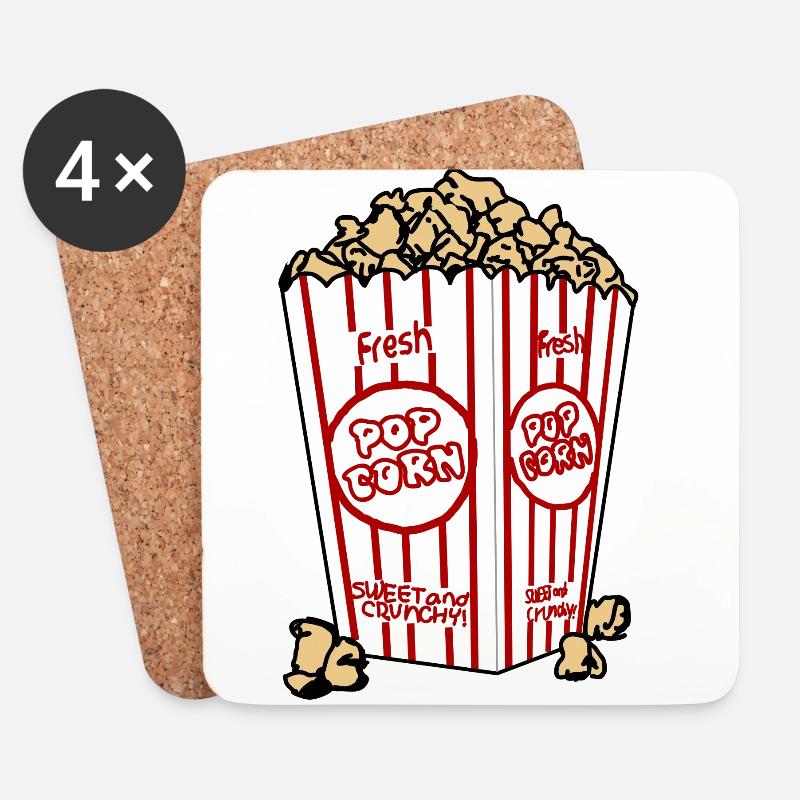 Popcorn-Becher - Untersetzer (4er-Set) - Weiß