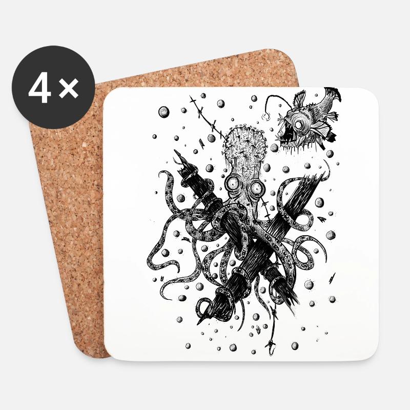 Shipwrecked Octopus - Coasters (set of 4) - white