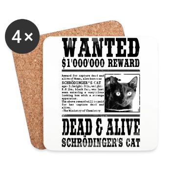 schrödinger's cat wanted black - Coasters (set of 4) - white - Front