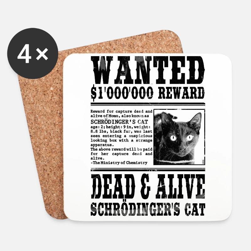 Wanted: Schrödinger's Cat - Dead & Alive - Untersetzer (4er-Set) - Weiß