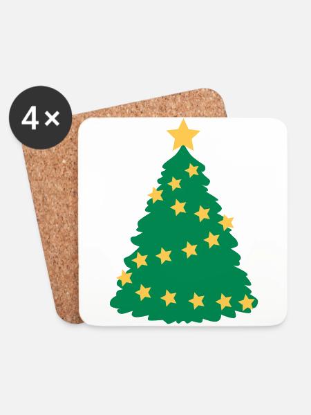 Weihnachtsbaum - Untersetzer (4er-Set) - Weiß