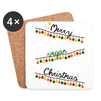 Joyeux Noël vegan / Joyeux Noël vegan - Dessous de verre (lot de 4) - blanc - Devant