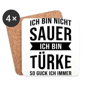 Ich Bin Nicht Sauer Ich Bin Türke Türkei Türkiye - Untersetzer (4er-Set) - Weiß - Vorne