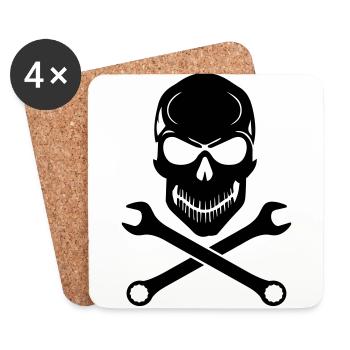 Car Tuning / Car & Bike Wrench - Skull - Coasters (set of 4) - white - Front