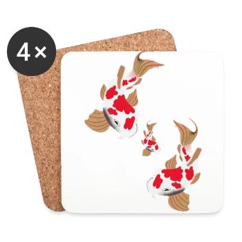 Koi Koi carpe le poisson spécial du Japon - Dessous de verre (lot de 4) - blanc - Devant