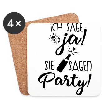 ich sage ja sie sagen party - Untersetzer (4er-Set) - Weiß - Vorne