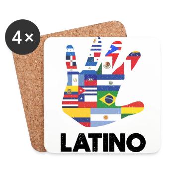 Latino Amérique Latine Drapeaux Noir - Dessous de verre (lot de 4) - blanc - Devant