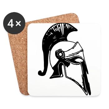 spartan helm logo - Coasters (set of 4) - white - Front