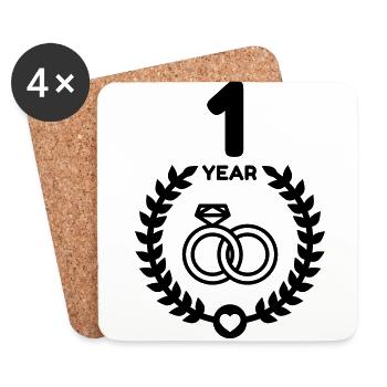 1 - Birthday Wedding - Marriage - Love - Wife - Coasters (set of 4) - white - Front