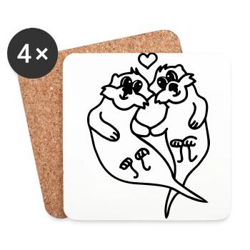 Otters in love - Coasters (set of 4) - white - Front