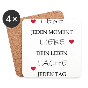 lebe liebe lache - Untersetzer (4er-Set) - Weiß - Vorne