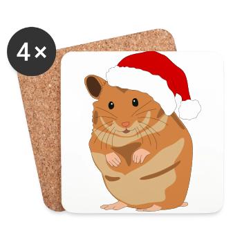Weihnachtshamster Weihnachten Hamster Geschenk - Untersetzer (4er-Set) - Weiß - Vorne