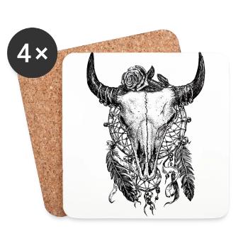 Skull Tattoo - Untersetzer (4er-Set) - Weiß - Vorne