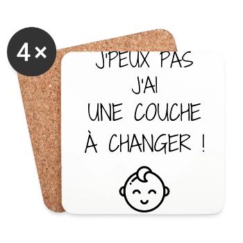 puéricultrice / puériculture / enfant / bébé - Dessous de verre (lot de 4) - blanc - Devant