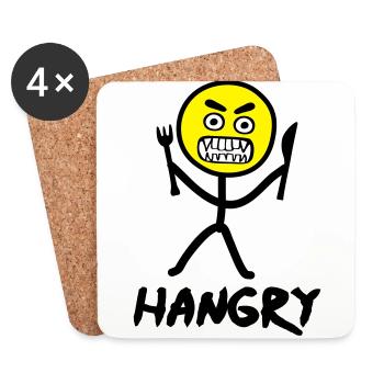 Hangry emoji stickfigure - Coasters (set of 4) - white - Front