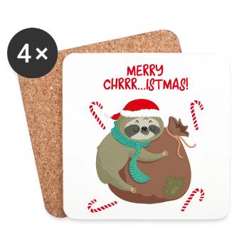 Merry Christmas Faultier T-Shirt Weihnachten sloth - Untersetzer (4er-Set) - Weiß - Vorne