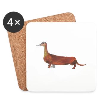 Dachshund Duck Miss Duckl - Coasters (set of 4) - white - Front