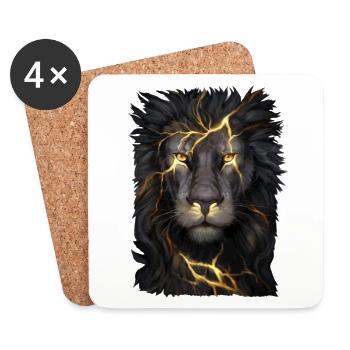 tête de lion - Dessous de verre (lot de 4) - blanc - Devant