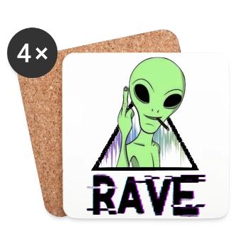 Rave Alien - Untersetzer (4er-Set) - Weiß - Vorne