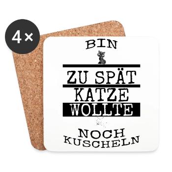katze - Katze wollte kuscheln - Untersetzer (4er-Set) - Weiß - Vorne