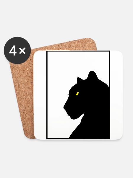 Panther black frame - Untersetzer (4er-Set) - Weiß