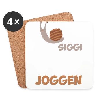 Ich gehe heute mit einer Schnecke joggen Geschenk - Untersetzer (4er-Set) - Weiß - Vorne
