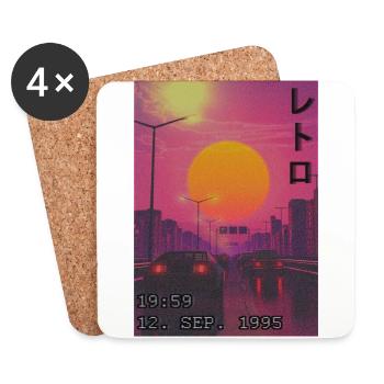 Retro Car Japan - Coasters (set of 4) - white - Front