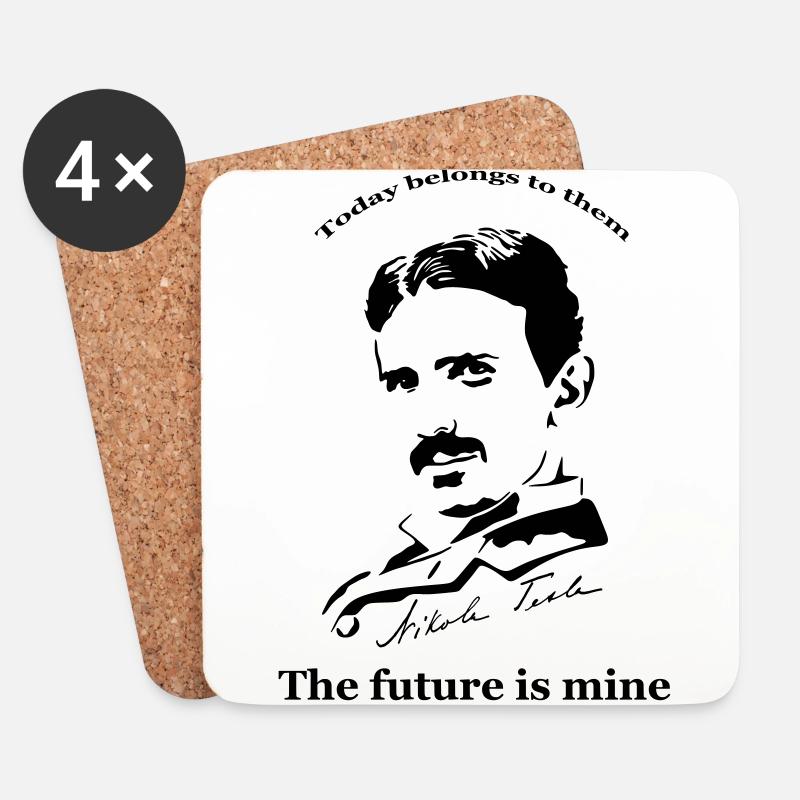 Nikola Tesla Tomorrow - Untersetzer (4er-Set) - Weiß