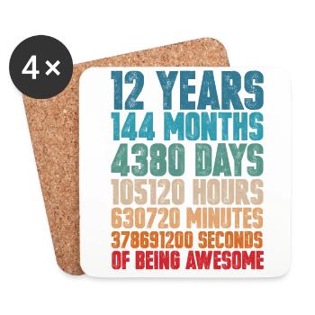 12 years 12th birthday 144 months gift teen - Coasters (set of 4) - white - Front