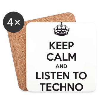 Restez calme et écoutez de la techno - Dessous de verre (lot de 4) - blanc - Devant