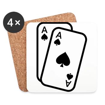 Cartes as de pique cartes à jouer poker - Dessous de verre (lot de 4) - blanc - Devant