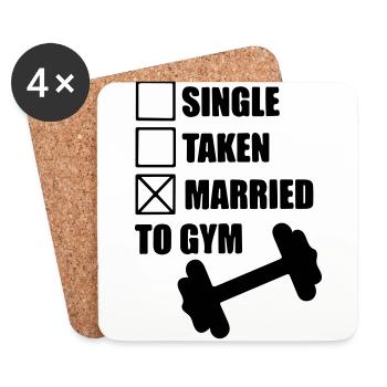 Verheiratet mit dem Fitnessstudio: lustiges Fitnessstudio Bodybuilding Fitness - Untersetzer (4er-Set) - Weiß - Vorne