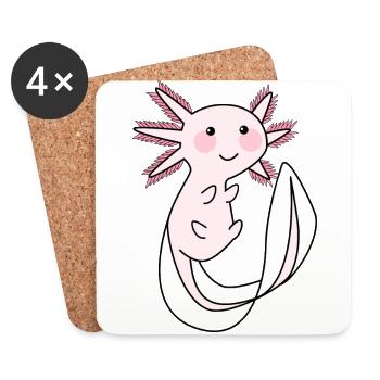 Axolotl Kawaii - Dessous de verre (lot de 4) - blanc - Devant
